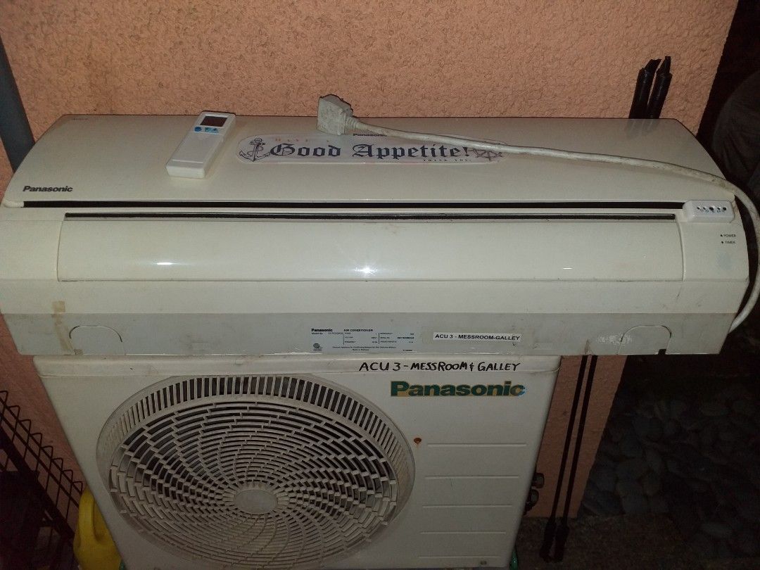 Panasonic 1hp Split-type Aircon (Category: Air Conditioning and Heating) located in Antipolo. Submitted by johnnyboy16_ (Listing ID 1455658507, Image 2). Description: Panasonic 1hp basic split type aircon - Model no: CS-PC9QKQ - BASIC NON INVERTER - Good working condition - with Mounting Bracket for outdoor unit - Replaced PCB control board to universal PCB controller - Other than that, no issues RFS: Decluttering + upgraded to higher capacity Lo