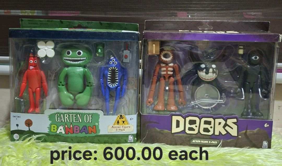 PhatMojo Horror Game Action Figures (Category: Figurines & Statues) located in Manila. Submitted by happywindmarlyn (Listing ID 1455644995, Image 1). Description: - PhatMojo 2 Dofferent Action Figures: *Garten of BanbanAction Figure 3 Pack ( Series 1) * Doors Action Figures 3 Pack ( Series 1) *** price: 600.00 each.