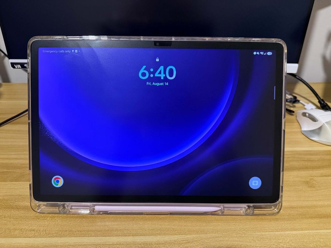 Samsung Galaxy Tablet S9 FE+ 128GB (Category: Android) located in Caloocan City. Submitted by abcde173 (Listing ID 1455598704, Image 2). Description: - Samsung Galaxy Tab S9 FE+ - Color: Lavender - Storage: 128GB - Includes protective case and original S Pen - Includes matte paper-like screen protector - Has carbon film protector all around to protect from scratches - No dents - No box or charger (I don't know where it is anymore) - Only used for