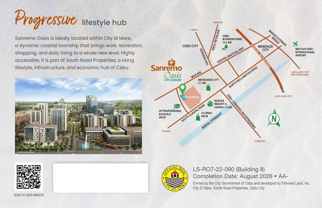 San Remo Oasis (Category: Apartments & Condos) located in Cebu City. Submitted by arvilyooo (Listing ID 1455619575, Image 2). Description: Good news, Team One Cebu! 🎉 Kaya Sulit is now available for Sanremo Oasis, Building 8! Enjoy the following offer: • 5% down payment payable over 16 months • 95% bank financing • 15% TLP discount • Studio units for as low as ₱17,000/month • Two-bedroom units for as low as ₱21,000/month • Waived bank fees still