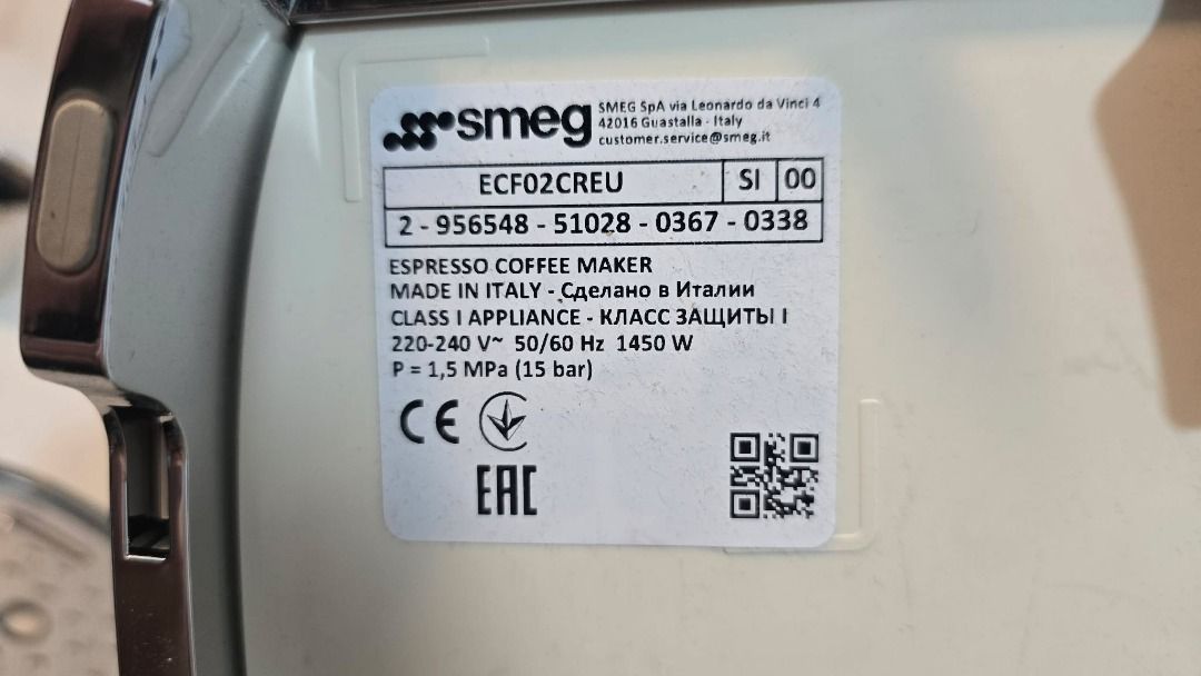 Smeg Espresso Machine Cream (Category: Coffee Machines & Makers) located in Rizal. Submitted by joan5505 (Listing ID 1455635175, Image 2). Description: Smeg Espresso Machine Cream Australian mall pull out Used as demo/display unit 220V Complete Box Manual 3 filter basket 2 in 1 Scooper and tamper No issue 21k.