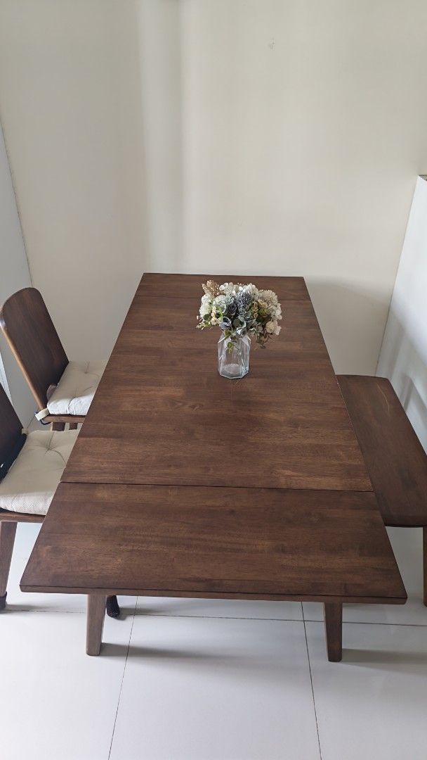 Solid Wood Extendable Dining Table — Warm, Timeless & Practical (Category: Tables & Sets) located in Singapore. Submitted by jpangkb23123115 (Listing ID 1455556573, Image 2). Description: Looking for a dining table that’s both beautiful and functional? 🌿 This solid wood extendable (fm 1.2m to 1.8m) dining table brings a warm, natural feel to your dining space while giving you the flexibility to accommodate extra guests when needed. ✨ Solid wood 
