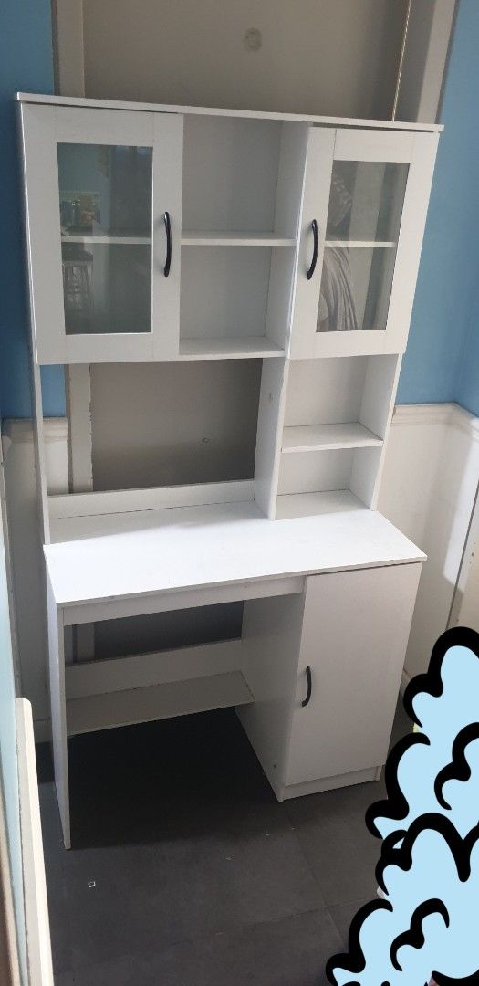 Study Table (white) (Category: Tables & Sets) located in Ampang. Submitted by nuradlina233 (Listing ID 1455592855, Image 2). Description: Study Table (white) Bought 2 tables, each rm 180 original price, dimensions: H170cm x L90cm x W40cm, bought it but never used it, just build the table and kept, decided to sell because taking too much space, price can be nego, can pickup up or send lalamove.