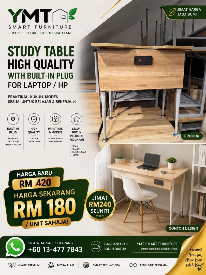 table study (Category: Tables & Sets) located in Sungai Jawi. Submitted by anansu426 (Listing ID 1455544185, Image 1). Description: .