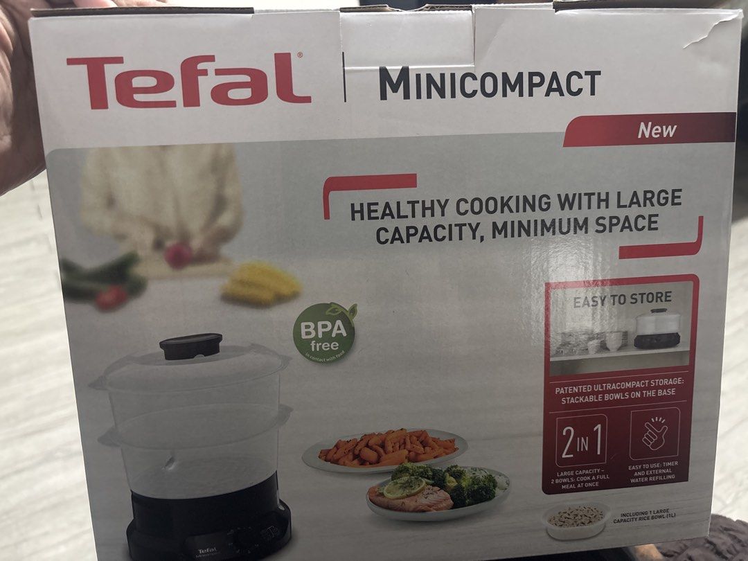 Tefal minicompact steamer (Category: Other Kitchen Appliances) located in Manila. Submitted by wisesnoopy18 (Listing ID 1455508070, Image 1). Description: Brand new Tefal Minicompact steamer.