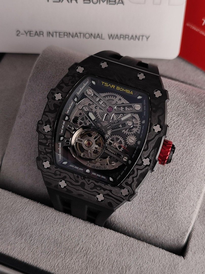 Tsar Bomba Elemental Automatic (Category: Men's Watches) located in San Juan City. Submitted by MW_888 (Listing ID 1455529061, Image 1). Description: Tsar Bomba Elemental - Carbon 43mm Ref TB8208CF Automatic 10/10 condition - BRAND NEW! Inclusions: watch, original rubber strap with original buckle, manual, Tsar guarantee certificate and double box *photo reference on 6.5" wrist *with 1 year warranty upon purchase for buyer's peace of mind *very r