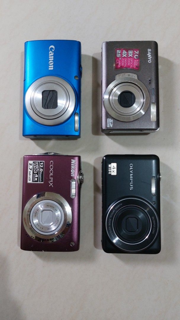 Untested Digital Camera /Canon, Nikon, Olympus, Sanyo (Category: Cameras) located in Quezon City. Submitted by christopher.torio18 (Listing ID 1455538833, Image 1). Description: Untested Cameras Considered as deffective for parts or restore No battery and memory card Take all for Only 3,000 800 per piece.
