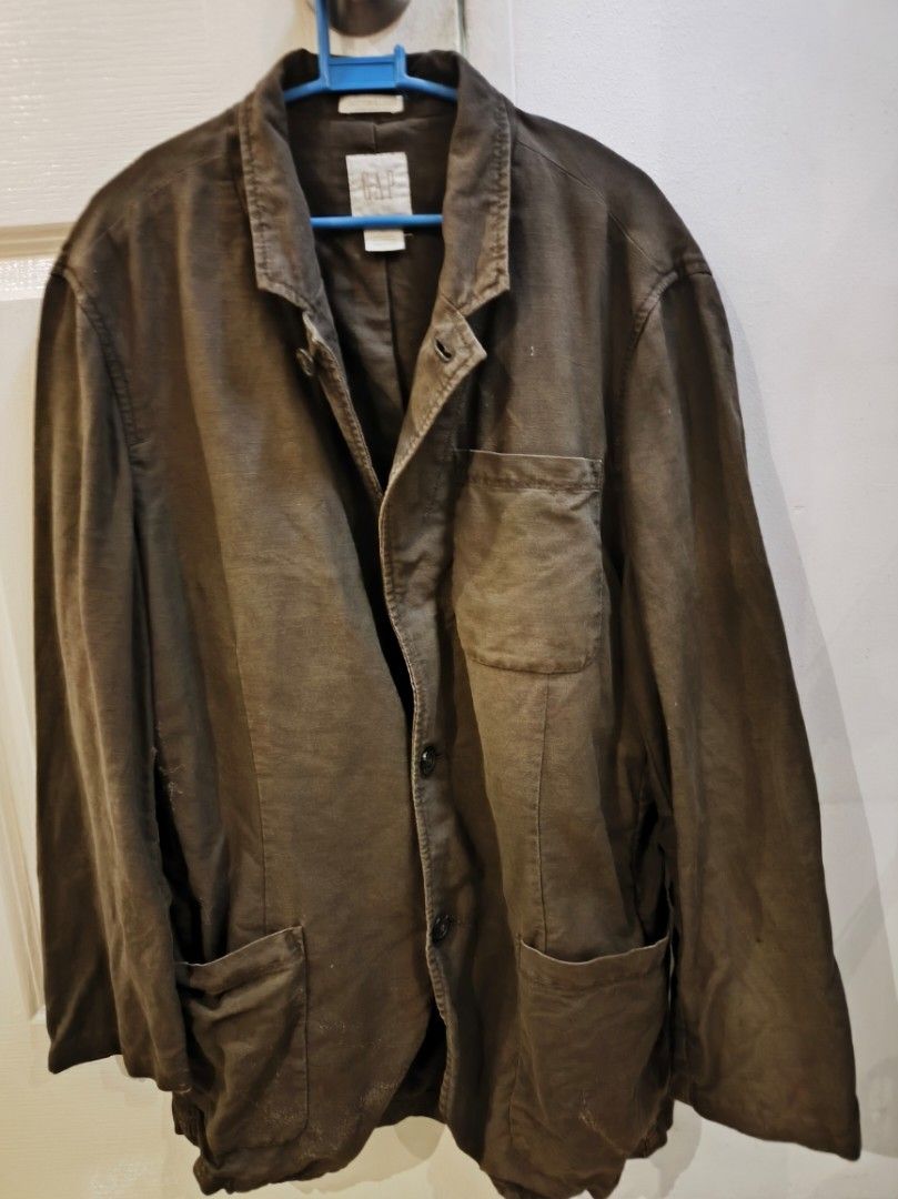 Vintage washed cotton chore work jacket (Category: Coats, Jackets and Outerwear) located in Manila. Submitted by relika50 (Listing ID 1455581025, Image 1). Description: - Vintage French chore Jacket - Button front closure - Slightly worn fabric look - Care tags attached - Ideal for casual wear.