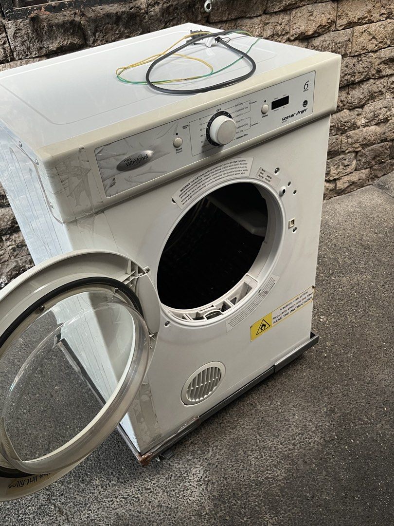 Whirlpool 7 kg. Electric Dryer with Electronic Sensor Drying (Category: Other Home Appliances) located in Del Monte. Submitted by honeyhavyier (Listing ID 1455530344, Image 3). Description: 7 kg Capacity Electronic Sensor Drying 15 Programs Stainless Steel Drum Start Pause Button Reverse Tumble Remaining Time LED Display Wall mounted, Stackable or Floor mounted –Free wall bracket 180 degree wide opening door Rear or Front Ven????ng Op????on Dimen