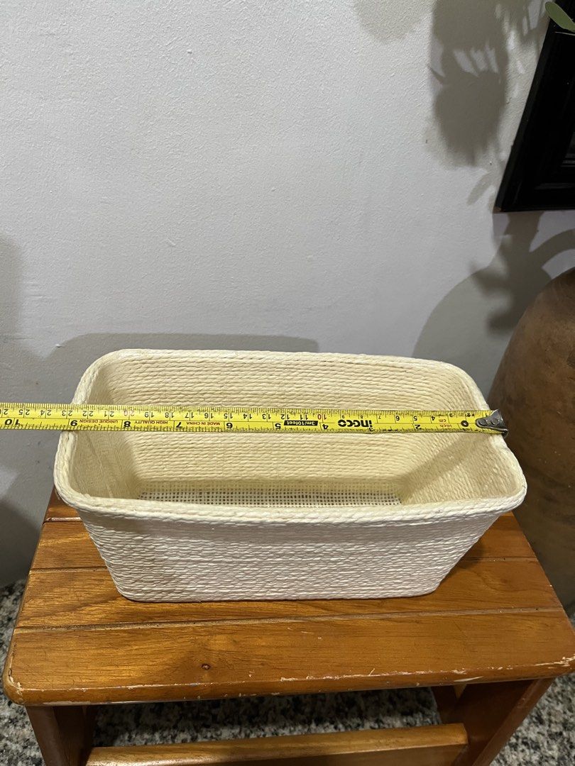 Woven Rectangular Storage Basket (Category: Storage Boxes & Baskets) located in Taguig. Submitted by minmin_parker (Listing ID 1455657744, Image 3). Description: - Great size for organizing - Textured rope design all around - Neutral color matches any decor - Use for storage on shelves - Can be used as a planter cover - Versatile piece for any room.