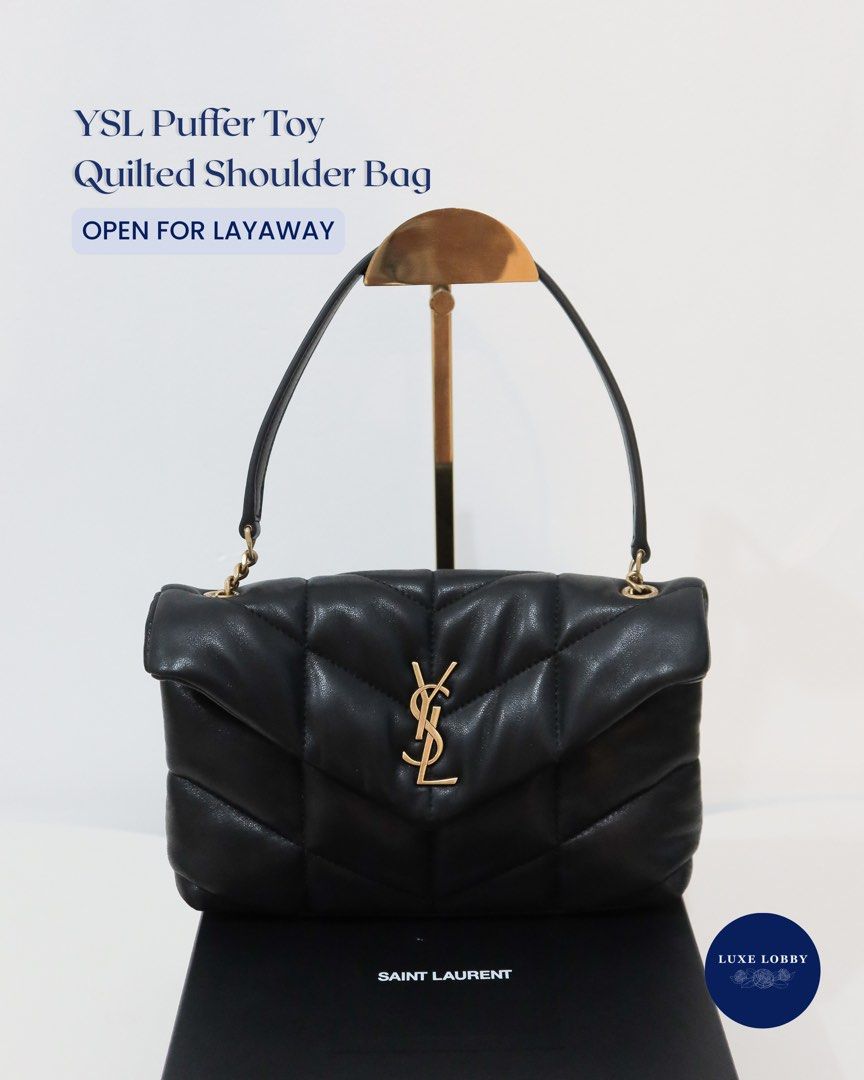 YSL Puffer Toy Quilted Shoulder Bag (Category: Luxury Bags & Wallets) located in Taguig. Submitted by luxelobbyofficial (Listing ID 1455513287, Image 1). Description: 🏷️ ₱76,500 • Rank: A • 100% Authentic • With Entrupy Certificate • Pre-Owned • Inclusions: Original box and dust bag _ Disclaimer: Luxe Lobby is an independent entity and is neither affiliated with nor endorsed by any of the brands displayed on this page. All trademarks, service ma