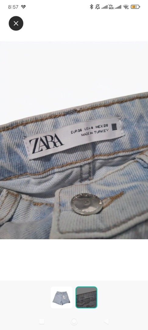Zara Light Wash Denim Shorts (Category: Shorts) located in Taytay. Submitted by misspol (Listing ID 1455503901, Image 2). Description: - Zara light wash denim shorts - High-waisted style - Button and zip closure - Classic five-pocket design - Made in Turkey - Perfect staple piece for your wardrobe.