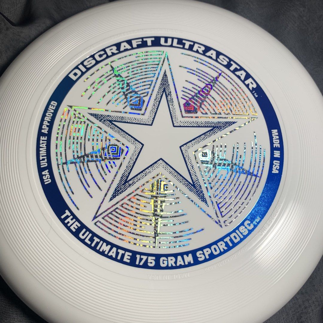 2pc Discraft UltraStar 175g Ultimate Frisbee Discs (Category: Racket and Ball Sports) located in General Trias. Submitted by thegearstashofc (Listing ID 1455725715, Image 3). Description: Discraft UltraStar 175g Ultimate Frisbee Discs Official 175g competition disc, USA Ultimate approved. Features high-performance grip, aerodynamic contouring, and holographic foil design..