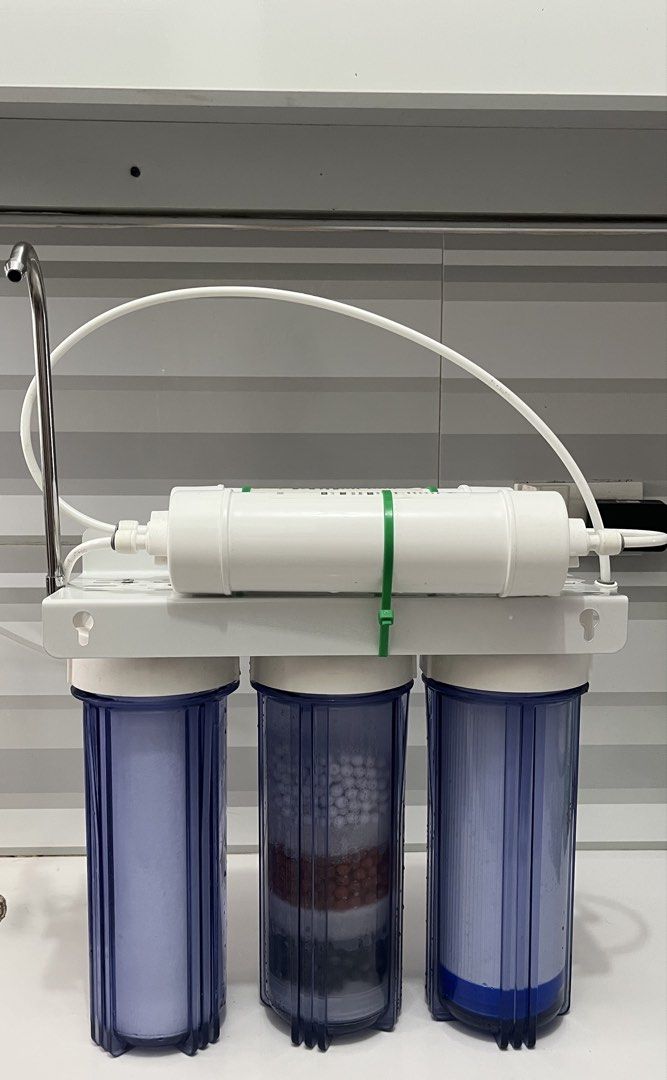 5-Stage Water Filter System (Category: Water Purifiers & Dispensers) located in Quezon City. Submitted by chuuluvr (Listing ID 1455827396, Image 3). Description: 5-STAGE WATER FILTRATION SYSTEM AVAILABLE Package Includes: -3-Stage Filter Housing Set -GAC Filter Cartridge -Carbon Block Filter Cartridge -5 Micron Sediment Filter Cartridge -UF Membrane Filter -Post Carbon (PP) Filter -Faucet, Tubing & Fittings -Wall Mount Bracket (ready for mounting
