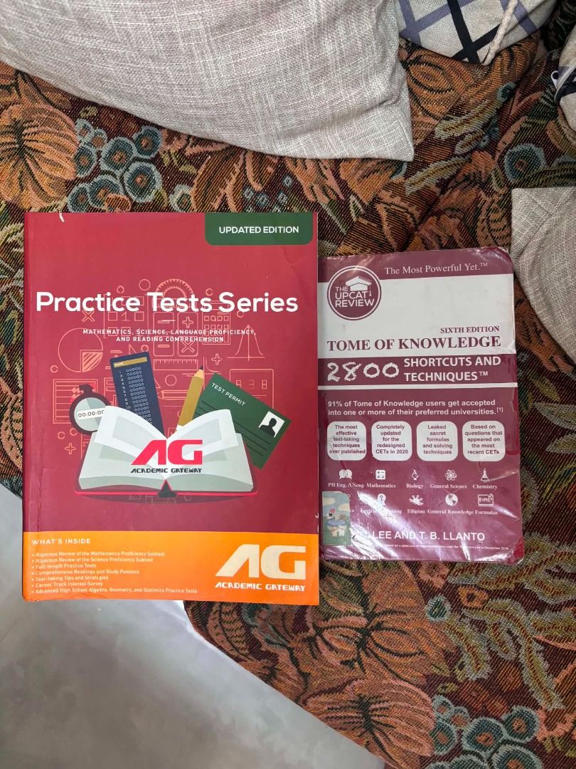 ACADEMIC GATEWAY BOOK AND UPCAT REVIEWER (Category: Textbooks) located in Cavite. Submitted by guardianfr35556 (Listing ID 1455842584, Image 1). Description: FOR SALE FOR SALE!! BUNDLE: 2 COLLEGE ENTRANCE EXAMS BOOK REVIEWER (1)Academic Gateway (AG) Book (2)Tome of Knowledge sixth edition (With incomplete pages (konti lang) and some pages na natanggal but still usable ( both in very good condition pa) PRICE: 1k na lang bundle na (u can bargain pa