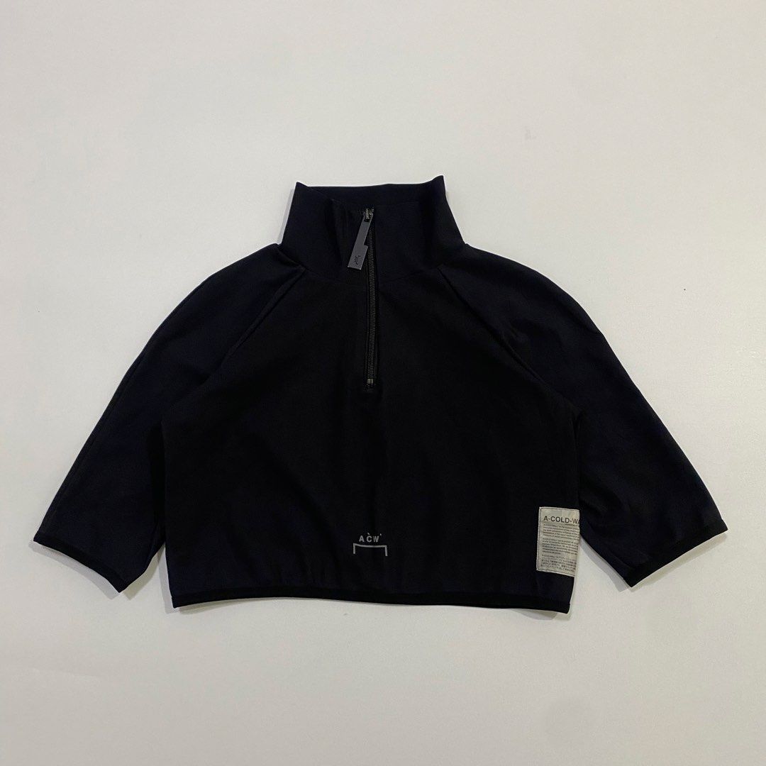 ACW - A Cold Wall - Cropped - Half Zip Tops (Category: Others Tops) located in Cavite. Submitted by pastseas0n_ (Listing ID 1455815009, Image 1). Description: ACW - A Cold Wall - Cropped - Half Zip Tops Size : SMALL FLAT MEASUREMENTS Width : 16 inches Length : 14 inches Sleeve : 14 inches 9.5/10 CONDITION Black Made in Portugal YKK Zipper.