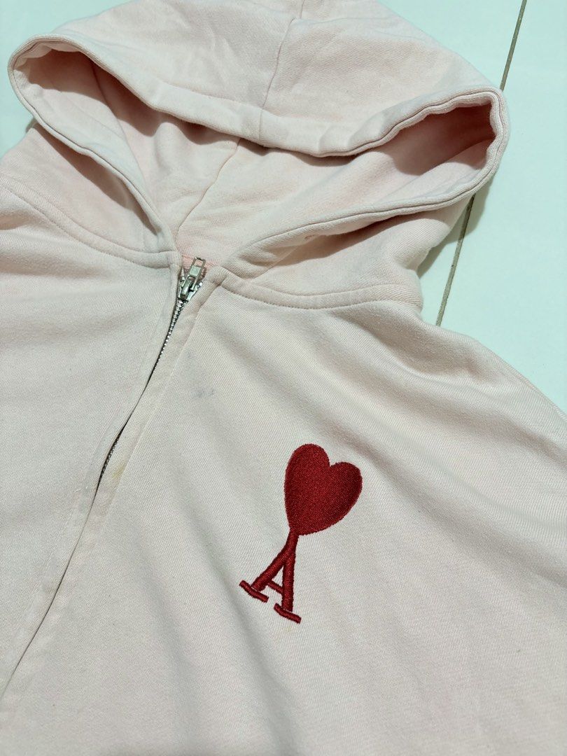 Ami Paris - Pink Zip Up Jacket (Category: Coats, Jackets and Outerwear) located in Pasig City. Submitted by pink.garage (Listing ID 1455776848, Image 2). Description: Ami Paris Size XL Semi cropped Good condition.