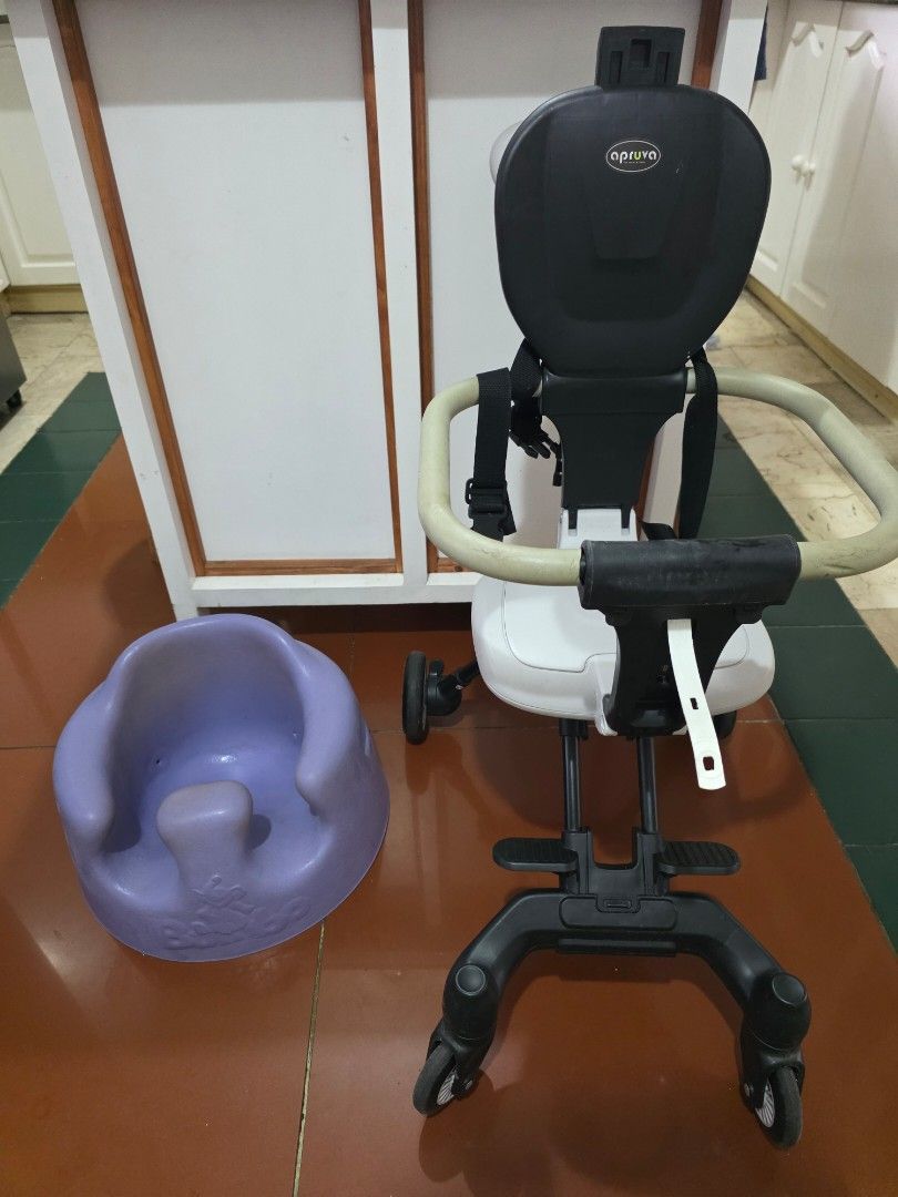 Apruva Stroller Seat and Bumbo (Category: Strollers) located in Makati City. Submitted by atpags (Listing ID 1455687532, Image 1). Description: - Apruva stroller in stylish black and white. - Equipped with a secure safety harness. - Smooth-rolling black wheels for easy maneuverability. - Minor scuffs on the frame, but overall in good working condition. - Perfect for outings with your little one. - with Bumbo get both for just 1.7k.