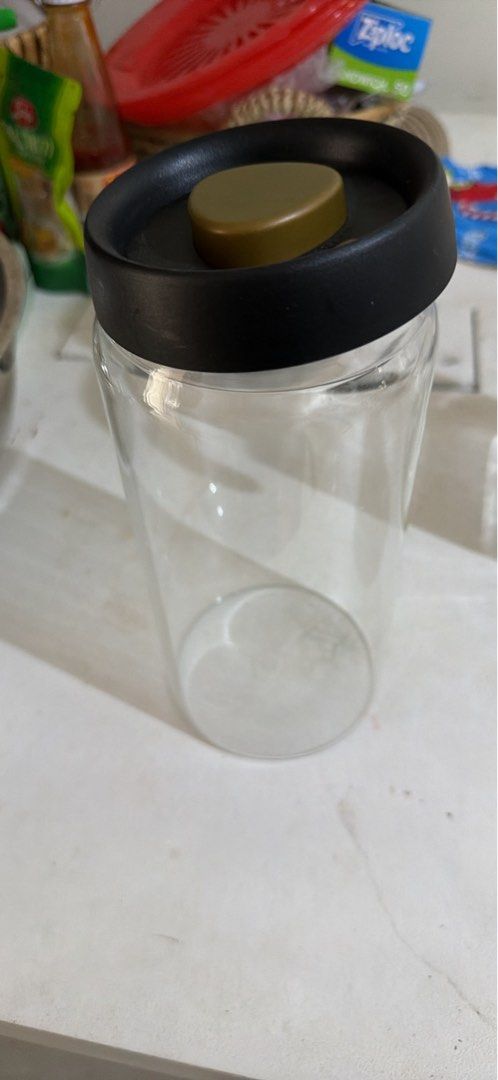 Glass Jar and Strainer (Category: Other Kitchenware & Tableware) located in Quezon City. Submitted by vjas11111 (Listing ID 1455709246, Image 1). Description: Vacuum Seal Food Canister - 14 pcs available 150/pc Large Strainer - 250/pc 2 pcs available RFS : stop baking nagkasakit si misis.