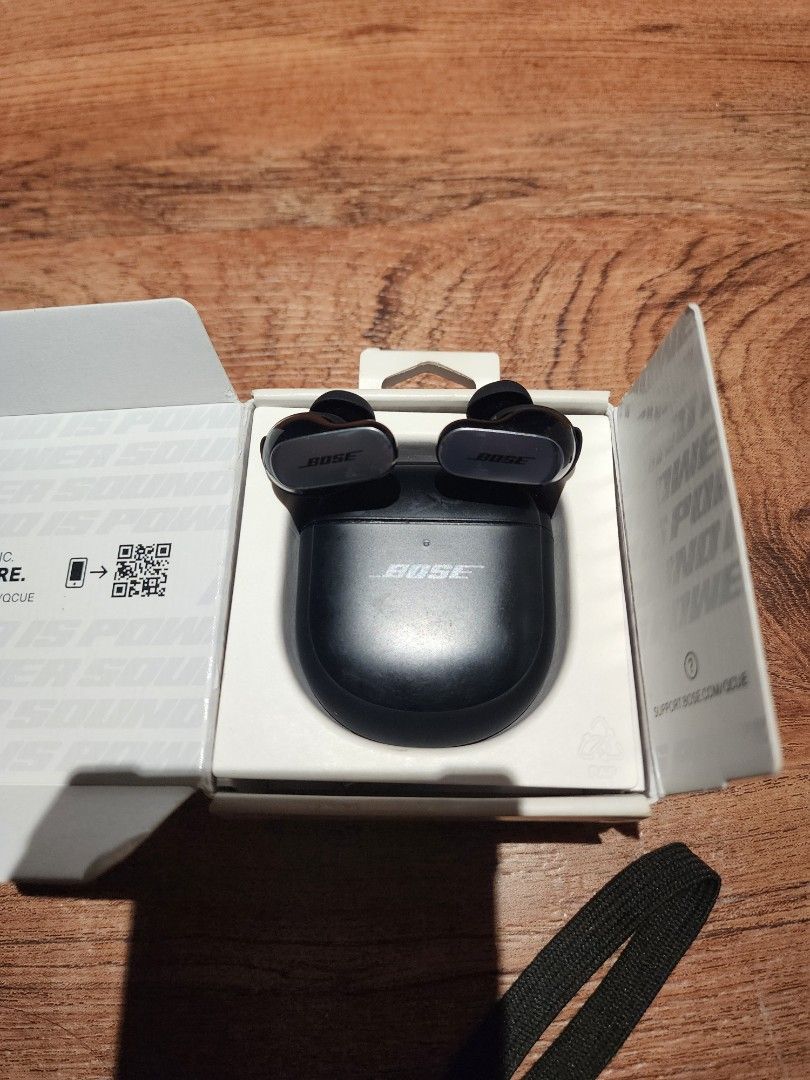 Bose QuietComfort Ultra (Category: Earphones) located in Manila. Submitted by kg613 (Listing ID 1455700183, Image 2). Description: - Bose QuietComfort Earbuds II (Black) - Includes charging case - USB-C charging cable included - Original packaging intact - Superior noise cancellation technology - Exceptional audio quality - Pre-loved and ready for a new home.