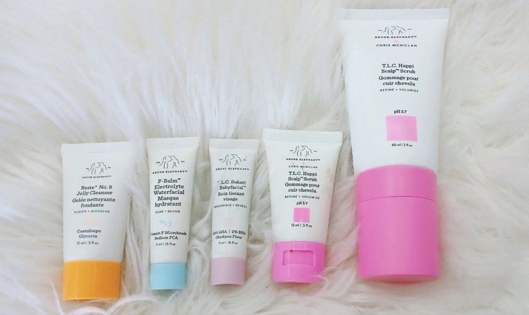 Bundle drunk elephant (Category: Face Care) located in San Juan City. Submitted by cashfrancefashioncosmetics_ph (Listing ID 1455687486, Image 1). Description: - TLC HAPPI SCALP SCRUB PH3.7 - 60ml - BESTE NO9 JELLY CLEANSER CANTALOUPE GLYCERIN - 15ml - F BALM ELECTROLYTE WATERFACIAL MASQUE HYDRATANT VITAMIN F MICROBEADS SODIUM PCA - 5ml - TLC SUKARI BABYFACIAL CHICKPEA FLOUT - 5ML - TLC HAPPI SCALP SCRUB PH 3.7 - 15ml Box5.