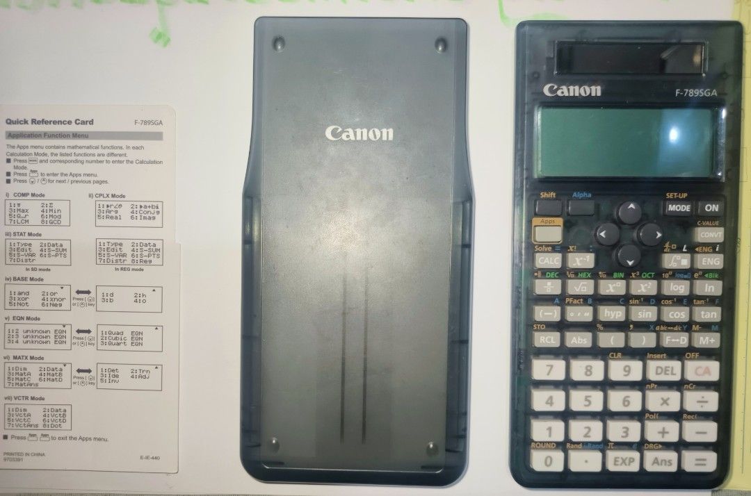 Canon f-789sga (Category: Office & Business Technology) located in San Carlos. Submitted by blzlpz11 (Listing ID 1455780904, Image 3). Description: Hi! selling my extra Canon f-789sga. Needed funds for my school. Brand new and used only for a short time. PRC approved calculator with 605 functions to explore. No box and manual but with free Mongol 2 pencils and engineering files..