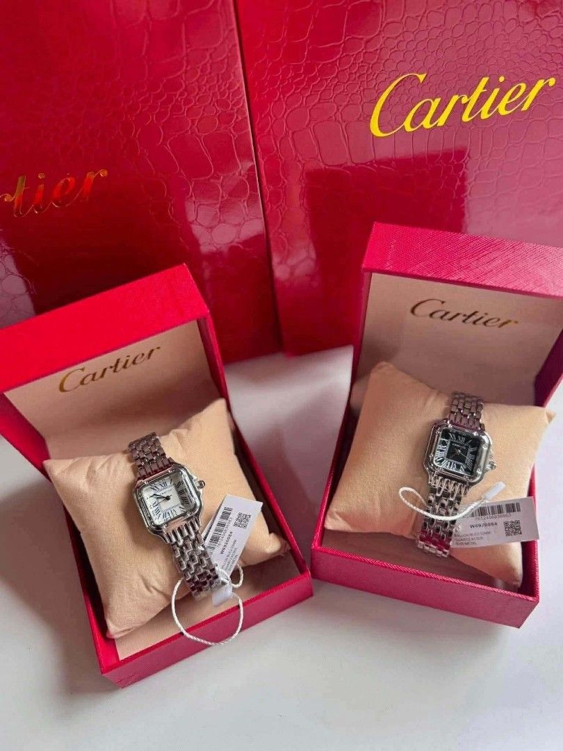 Cartier Panthère Two-Tone Watch (Category: Luxury Watches) located in Manila. Submitted by fiercephoenix_4d0543 (Listing ID 1455781865, Image 1). Description: 𝐂𝐚𝐫𝐭𝐢𝐞𝐫 𝐖𝐚𝐭𝐜𝐡✨ 🏷️ *₱300 each* Inclusion: - With Cartier Hard Box - With Paper Bag - Features a stylish silver-tone metal bracelet - Versatile design suitable for any occasion.