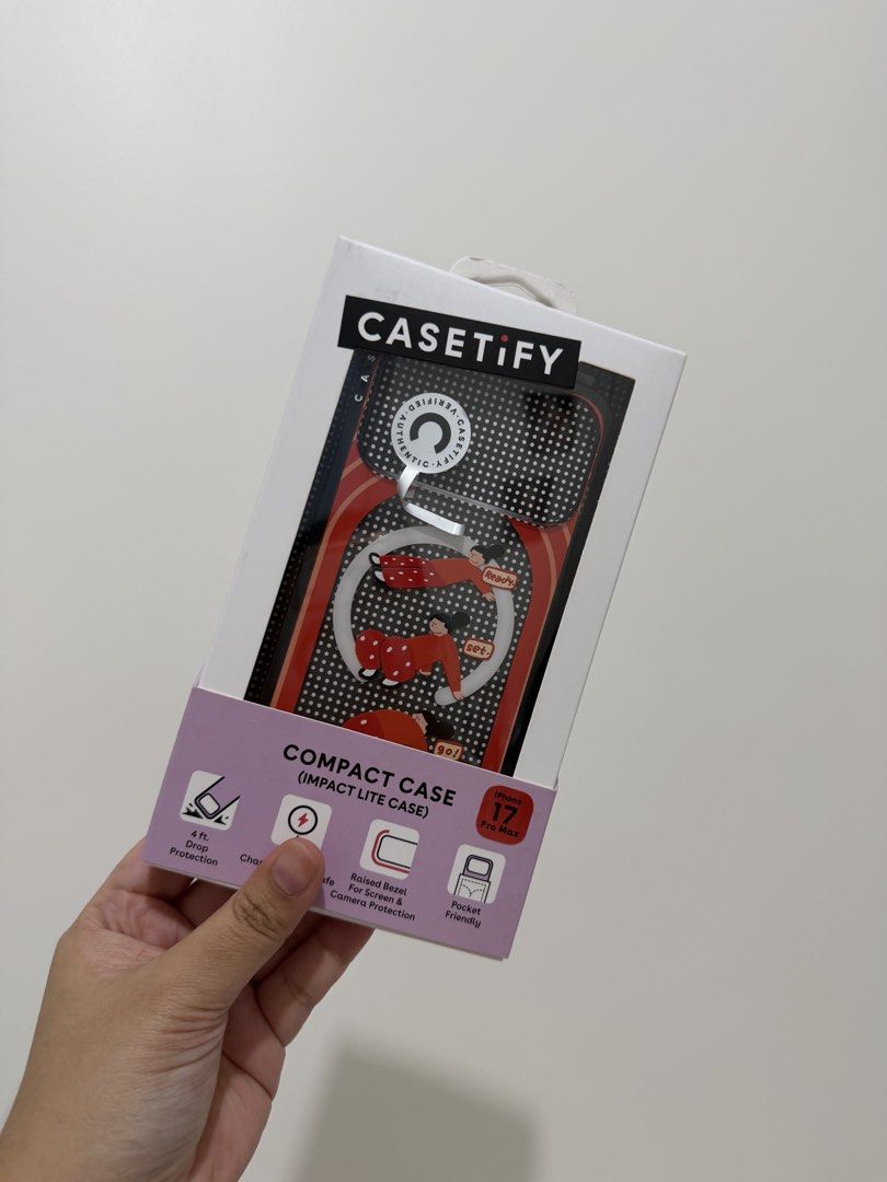 CASETIFY Compact MagSafe Case for iPhone 17 Pro Max - Back Up for Her Black (Category: Cases & Sleeves) located in Quezon City. Submitted by cvm2214 (Listing ID 1455816705, Image 3). Description: Used 3 times Original, bought at PowerMac store Original price is 3390 (you can check it in the photos) With scan to verify tag With free wrist lanyard.