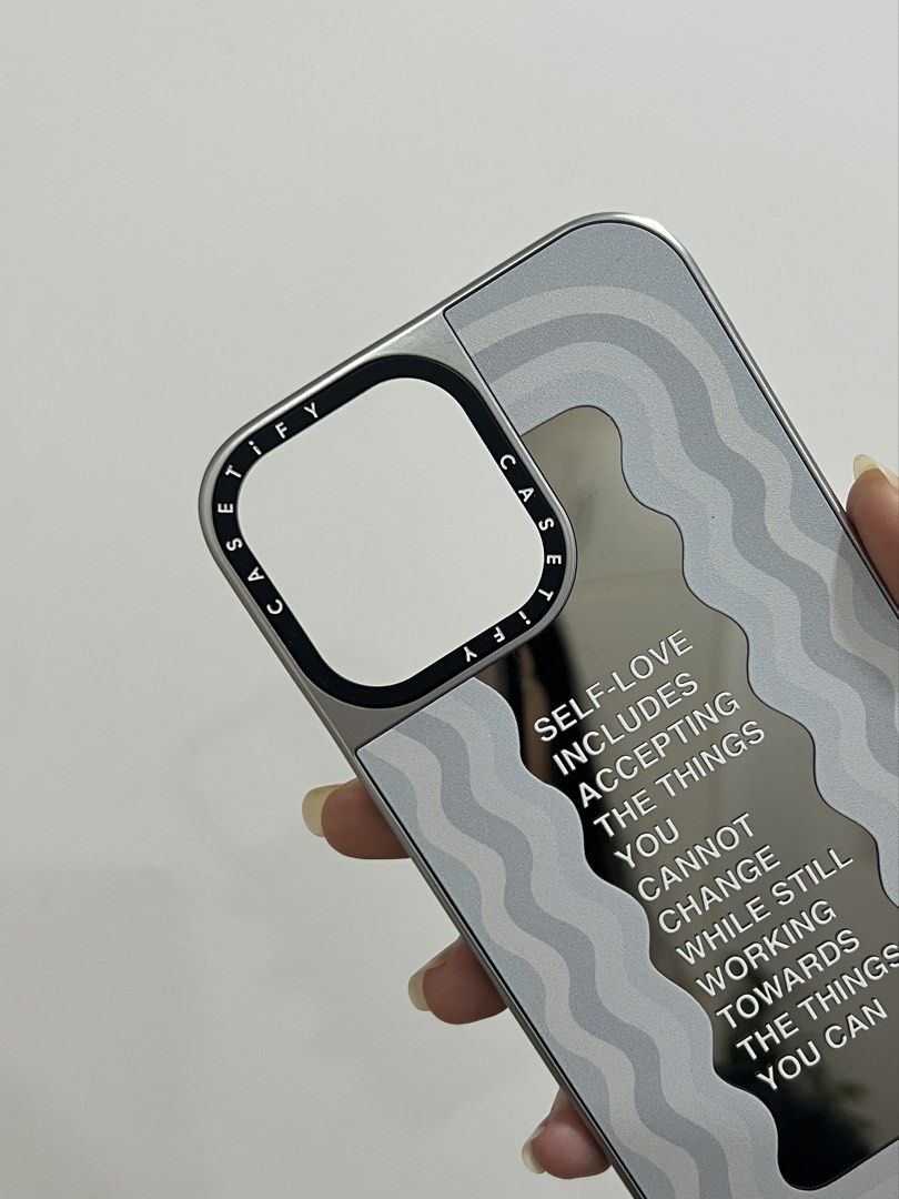 CASETiFY Self-Love Mirror Case — iPhone 13 Pro Max (Category: Cases & Sleeves) located in Manila. Submitted by chesbedumb (Listing ID 1455802671, Image 2). Description: Authentic CASETiFY case - self-love collection design - mirror detail on the back - CASETiFY camera ring - good condition & well-kept - no cracks or major damage - price is negotiable! rfs: decluttering location: Manila pls feel free to message for additional photos/videos request