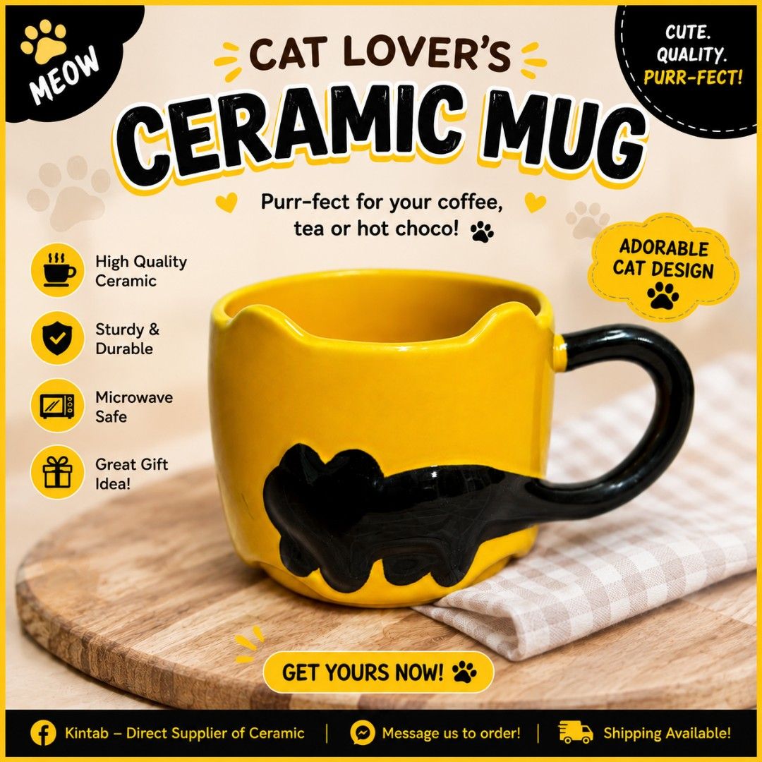 Cat ceramic mugs (Category: Water Bottles & Tumblers) located in Manila. Submitted by myxstyle27 (Listing ID 1455705765, Image 1). Description: location Valenzuela P180 cat design ceramic mugs .