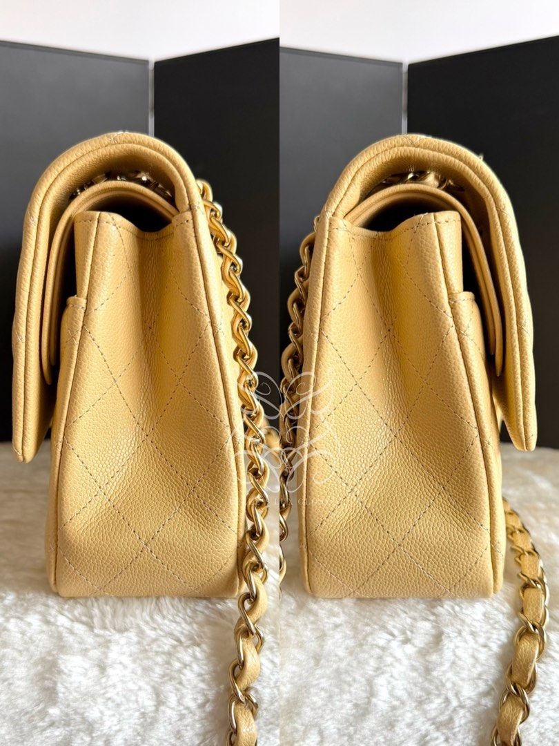 Chanel Medium Double Flap GHW in Quilted Beige Caviar (Category: Luxury Bags & Wallets) located in Paranaque City. Submitted by belles_lux_closet (Listing ID 1455767111, Image 3). Description: AUTHENTIC MEDIUM DOUBLE FLAP GOLD HARDWARE IN QUILTED BEIGE CAVIAR LEATHER (Microchipped) ✅ 100% Guaranteed Authentic ✅ Microchipped ✅ Mint Condition, Rank A-SA ✅ Comes with dust bag and authenticity certificate! ✅ Retails at ~Php 650,000 in-stores. Selling