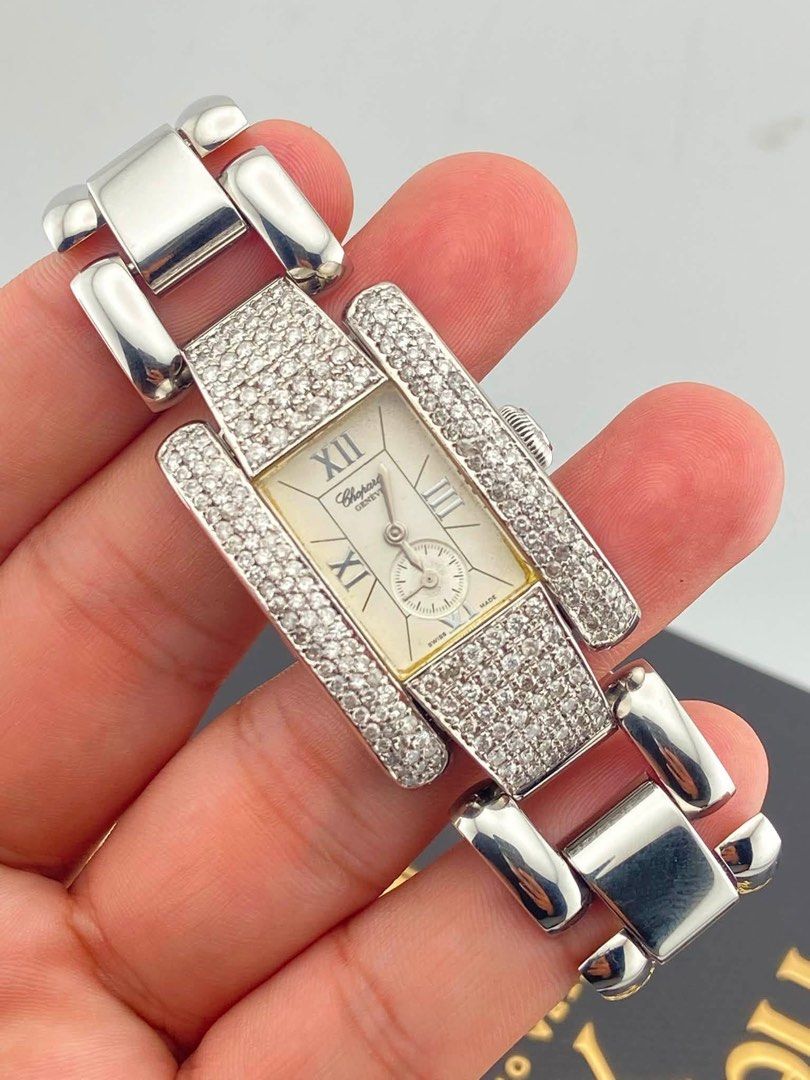 Chopard (Category: Luxury Watches) located in Manila. Submitted by alvin6697 (Listing ID 1455774222, Image 3). Description: Chopard La Strada Reference: 8357 44x23.5 mm Made of Steel Full Face Diamonds Quartz Movement White Dial Watch Only Condition: 9.5/10 Price: Php 135,000 (Slightly Negotiable).