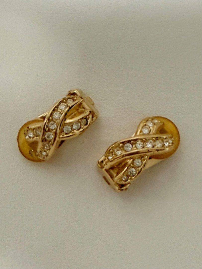 Christian Dior Earrings (Category: Luxury Accessories) located in Quezon City. Submitted by liezl.marie (Listing ID 1455719295, Image 2). Description: Vintage Christ!an Di0r X-shaped clip-on earrings featuring sparkling crystal rhinestones set in a gold-tone crossover design. 5500 Open for layaway. Disclaimer: We are not affiliated, associated, authorized, endorsed by or in any way officially connected with any other company or luxury brand. All 