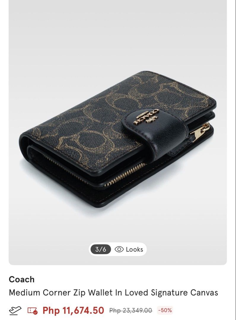 Coach Medium Corner Zip Wallet In Signature Canvas (Category: Luxury Bags & Wallets) located in Legazpi City. Submitted by i.am.kay (Listing ID 1455752188, Image 2). Description: Brandnew and Original -nothing to explain- Pm for sure buyer for a discount!💕.