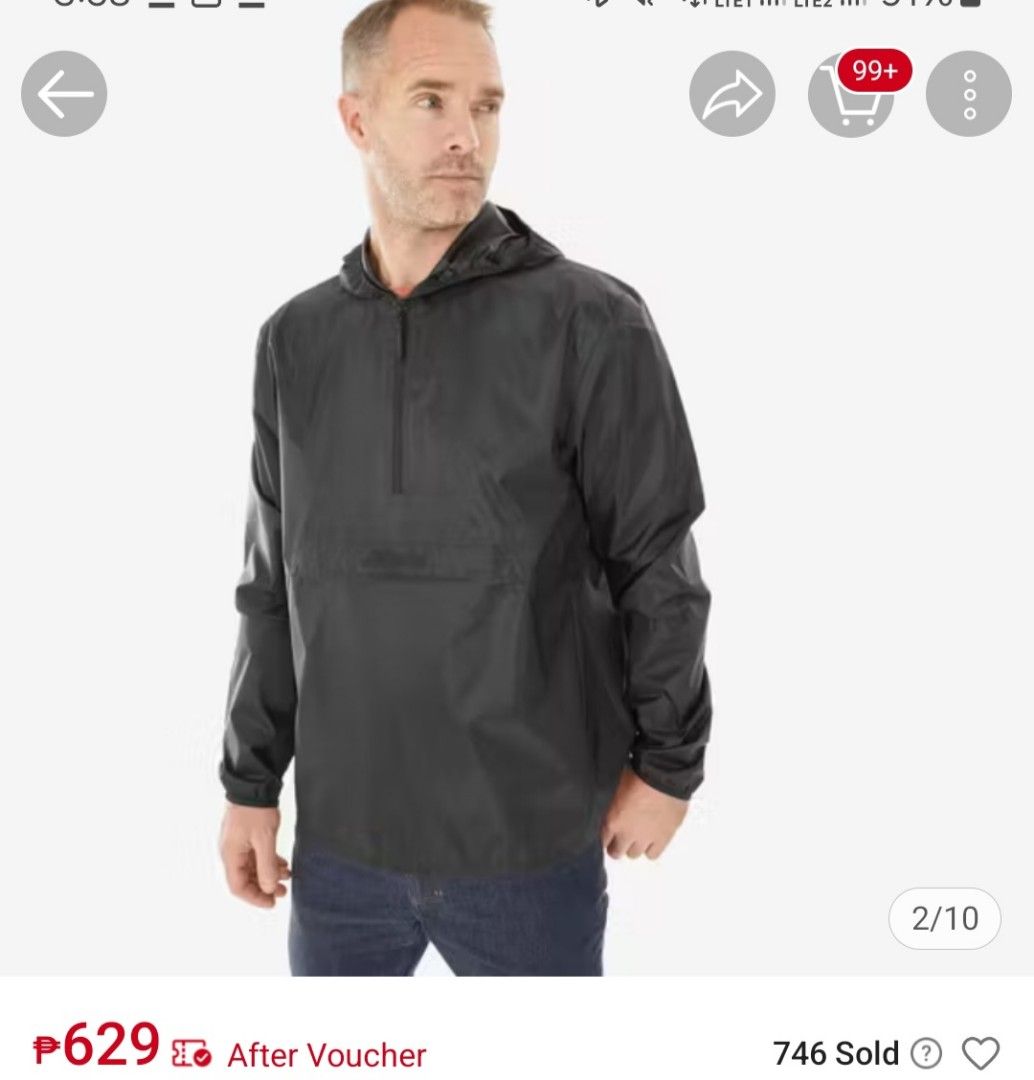 Decathlon Quechua Raincut 1/2 Zip Jacket (Category: Coats, Jackets and Outerwear) located in Manila. Submitted by jas0127 (Listing ID 1455745729, Image 2). Description: - Lightweight rain jacket from Decathlon Quechua - Features a 1/2 zip and hood for protection - Packs into its own pouch for ultimate portability - Ideal for unexpected downpours - Size: M/L Used once sa hiking this year tapos tinago na sa cabinet. No flaws. .