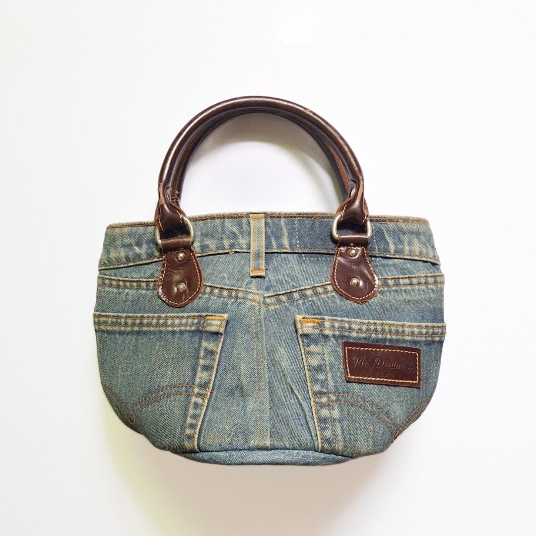 Denim Jean Hand Bag Dark Brown Leather Handle (Category: Shoulder Bags) located in Tarlac. Submitted by cheesecaakee (Listing ID 1455769060, Image 2). Description: price + sf mop: Gcash | MariBank mod: J&T.