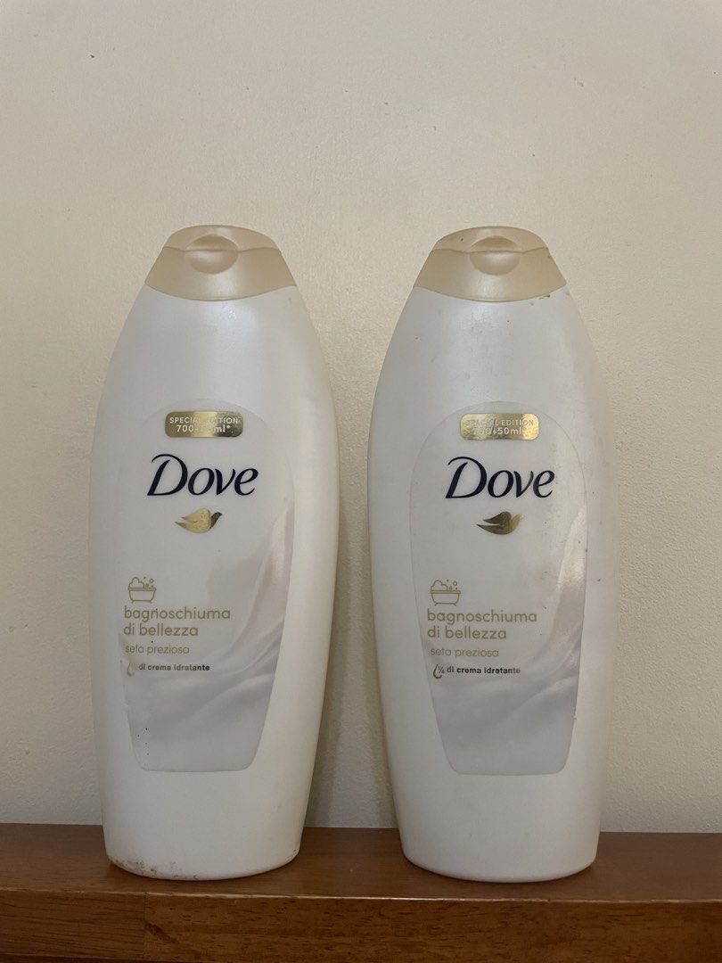 Dove Shower Gel - 700ml + 50ml Special Edition (Category: Bath) located in Quezon City. Submitted by lianas_preloved (Listing ID 1455772429, Image 3). Description: - Two (2) bottles of Dove Shower Gel - Special Edition: Almond & Hibiscus scent - Special Edition: Silk & Fragrance scent - Generous size: 700ml + 50ml per bottle - Ideal for everyday bathing and pampering.