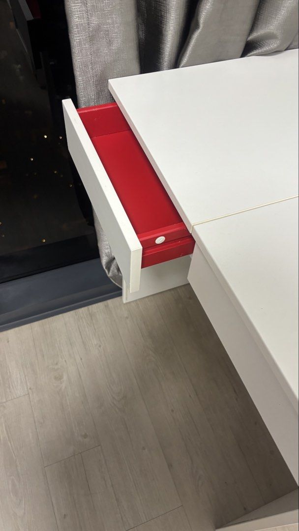 Dressing table (Category: Tables & Sets) located in Singapore. Submitted by hshsjsifhdh (Listing ID 1455684852, Image 3). Description: Ikea dressing table for sale. Mirror is hidden, must lift up One storage drawer and some storage under mirror.