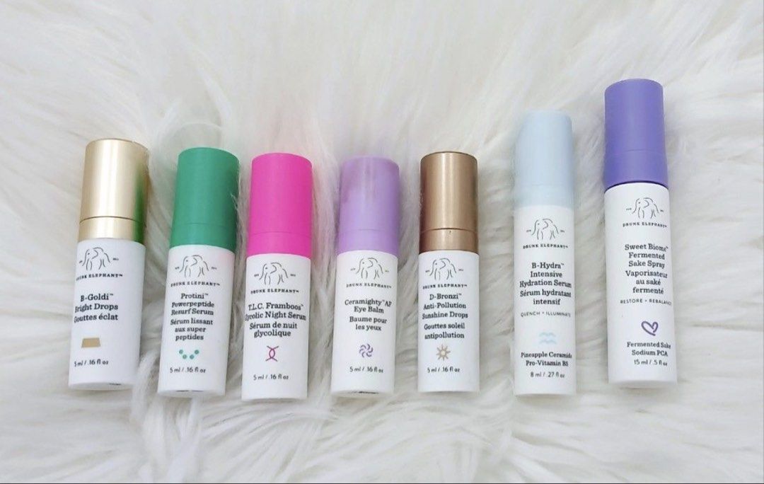 DRUNK ELEPHANT PER PIECE (Category: Face Care) located in San Juan City. Submitted by cashfrancefashioncosmetics_ph (Listing ID 1455687099, Image 1). Description: ‼️DRUNK ELEPHANT PER PIECE 📌450 ONLY- B hydra Intensive Hydration Serum Pineapple Ceramide Pro Vitamin B5 8ml 📌450 ONLY -B Goldi Bright Drops 5ml 📌550 D Bronzi Anti Pollution Sunshine Drops 5ml 📌550- Ceramighty Af Eye Balm 5ml 📌550 -TLC Framboos Glycolic Night Serum 5ml 📌550- Swee