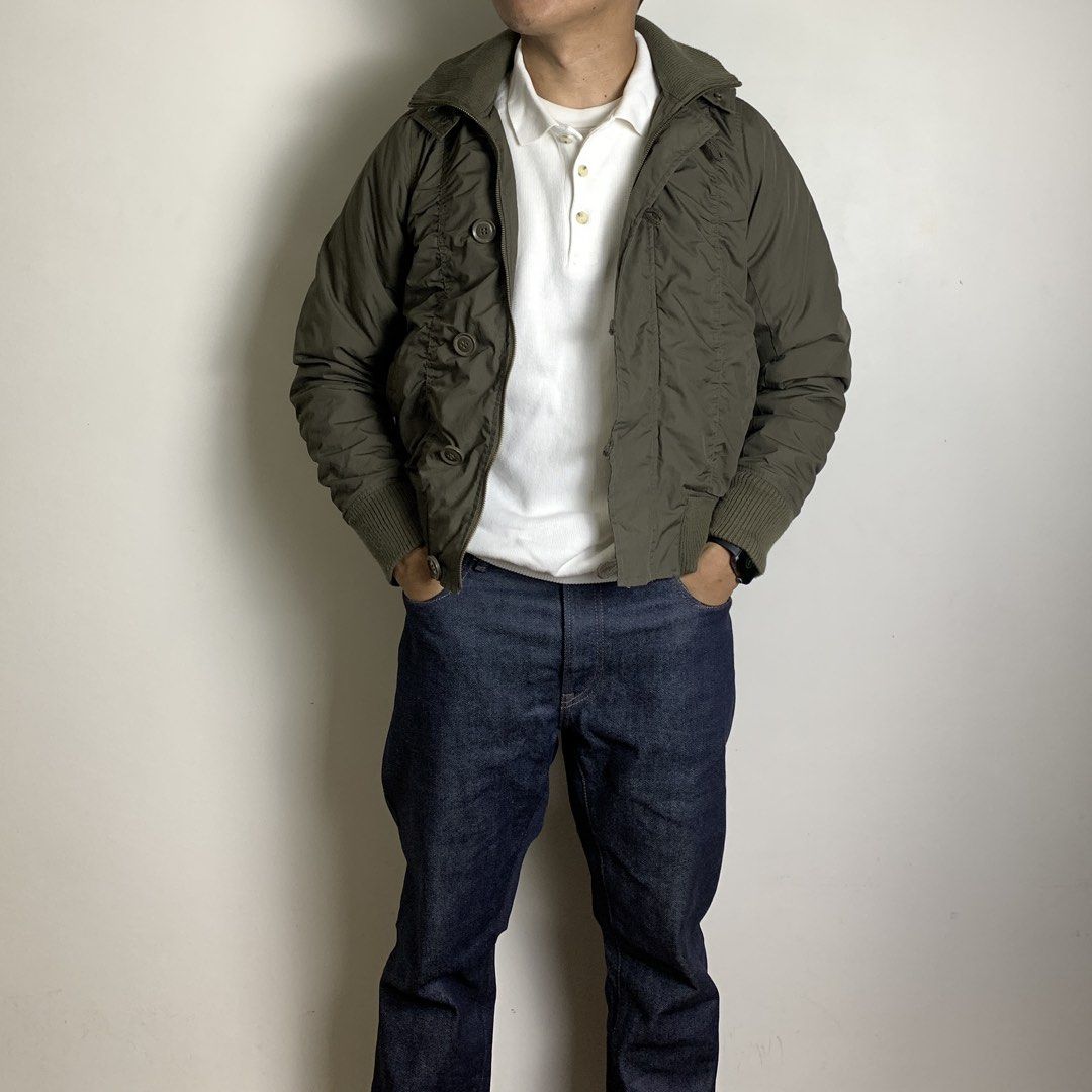 Estacot bomber military-type jacket (Category: Coats, Jackets and Outerwear) located in Baguio. Submitted by been.aged_ph (Listing ID 1455675453, Image 1). Description: 𝚂𝚒𝚣𝚎: fits up to M 𝙳𝚒𝚖𝚎𝚗𝚜𝚒𝚘𝚗𝚜: 20 x 23 𝙲𝚘𝚗𝚍𝚒𝚝𝚒𝚘𝚗: Very Good 𝙸𝚜𝚜𝚞𝚎: none Model Height: 5' 7".