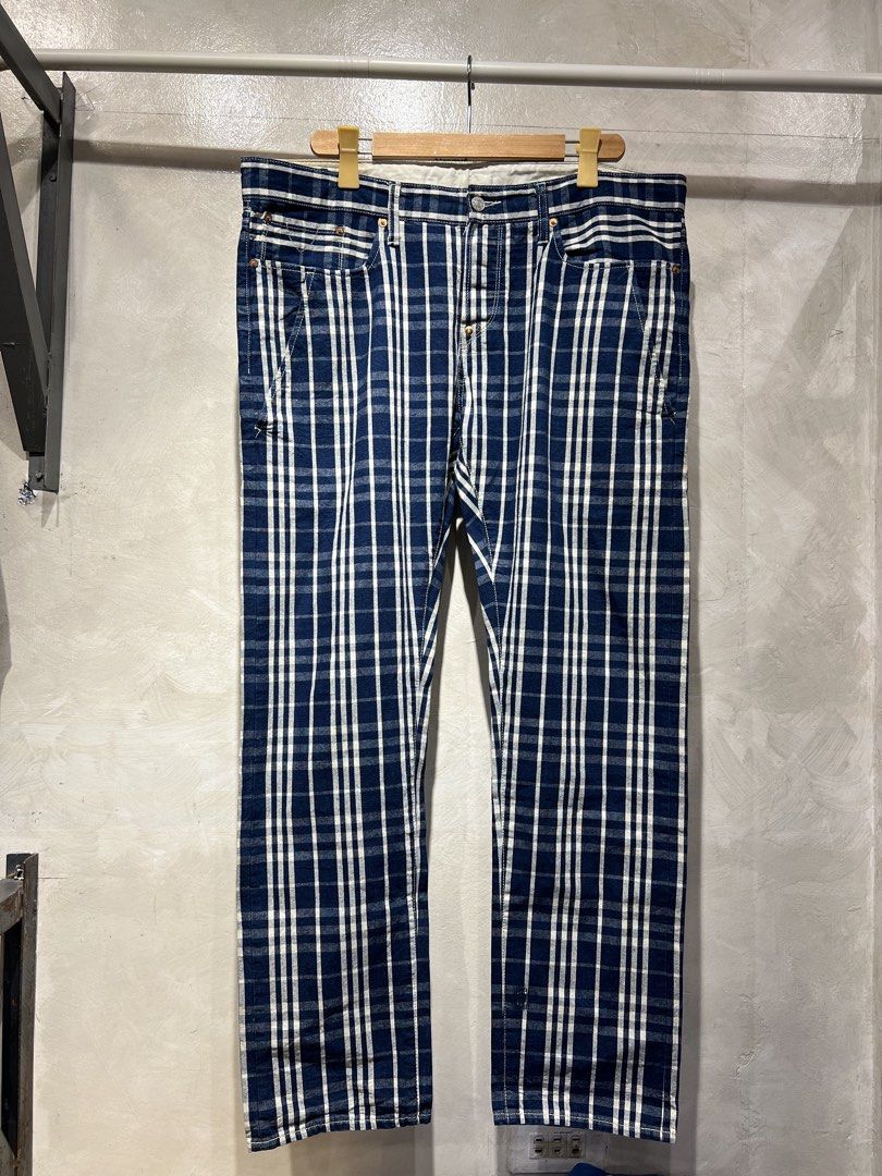 Evisu Seagull All-over indigo & white plaid check pattern (Category: Jeans) located in Manila. Submitted by -handpick- (Listing ID 1455765047, Image 2). Description: The selected region features a rare pair of vintage Evisu Lot 2009 denim jeans. Distinctive all-over indigo and white plaid/grid check pattern. Classic straight-leg silhouette with traditional five-pocket construction. Features the iconic tonal stitched “Seagull” logo on both back po