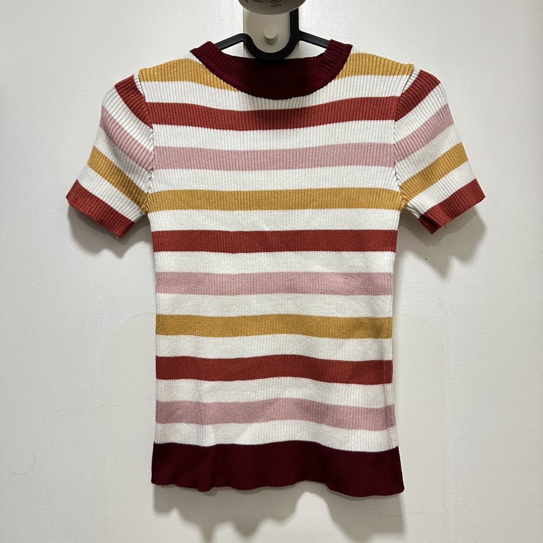 (F) Vintage Stripes Shirt (Category: Shirts) located in Dagupan City. Submitted by kc.declutters (Listing ID 1455840181, Image 2). Description: From Bangkok - freesize, stretchable. Can fit XS-Medium (I am size Small for reference).