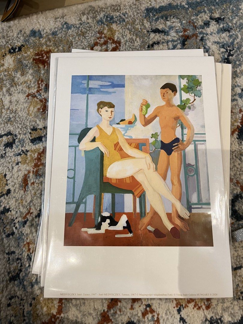 Framed Giclee Art Print (Category: Wall Decor) located in Caloocan City. Submitted by smolgirlfits (Listing ID 1455749908, Image 2). Description: MEDVECZKY Jenö: Terasz, 1967 - Jenö MEDVECZKY, Terrace, 1967 © Magángyüjtö tulajdonában Foto: © Virág Judit Galéria HUNGART © 2026 Authentic giclee reproduction Framed in RODALM 21x30cm Walnut.