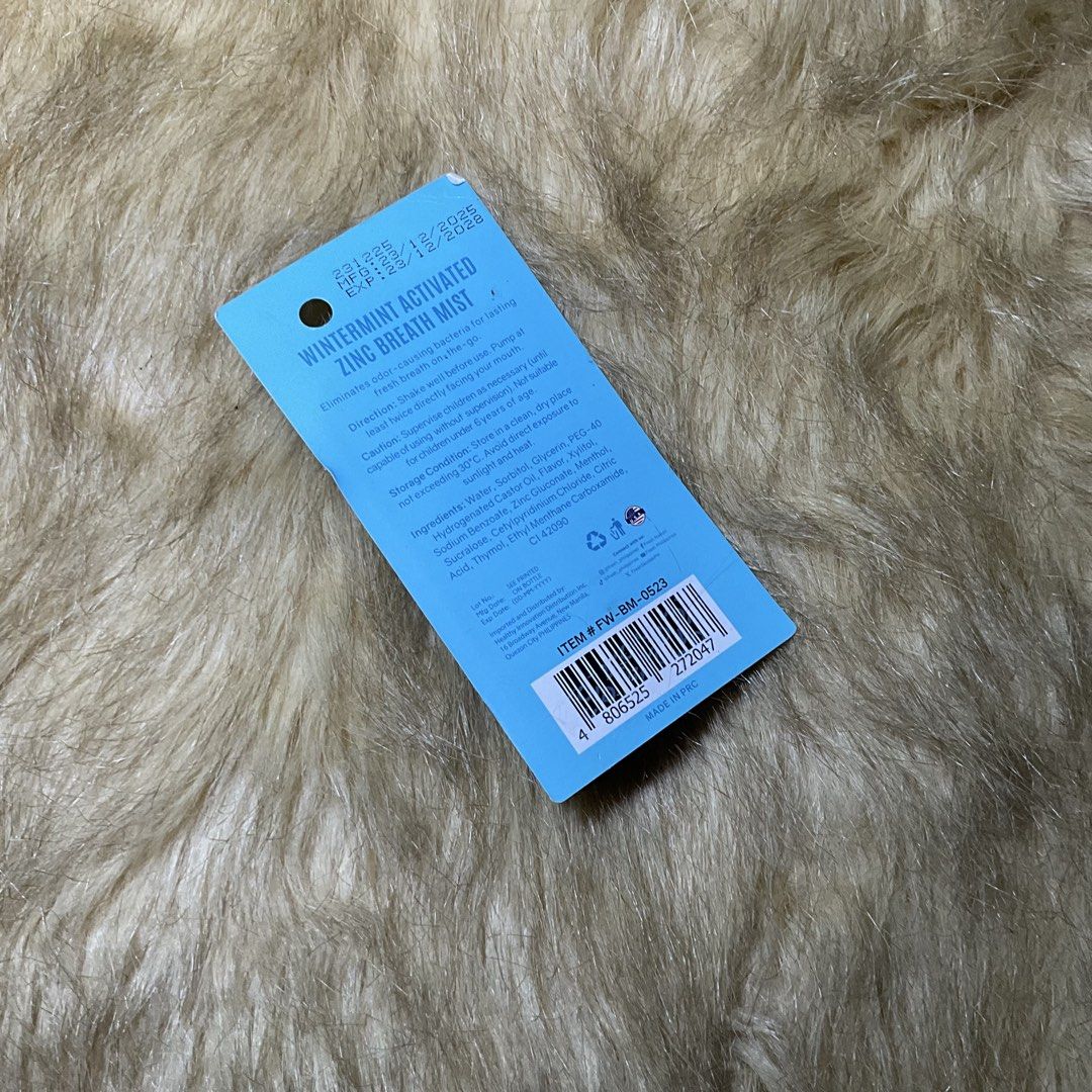 FRESH Wintermint Breath Mist 10ml (Category: Oral Care) located in Manila. Submitted by randomlyyoursph (Listing ID 1455829772, Image 2). Description: Reason for sale: Decluttering (in other word, madami na po me gamit, ayaw ko ma expired sila dahil tinatambak ko lang sila, gets?) THIS IS ORIGINAL, ORIGINAL TALAGA AS IN! SF NOT INCLUDED EXP: 2028 Info: This Fresh Breath Mist is your on-the-go essential. It will give you fresh breath in one quick 