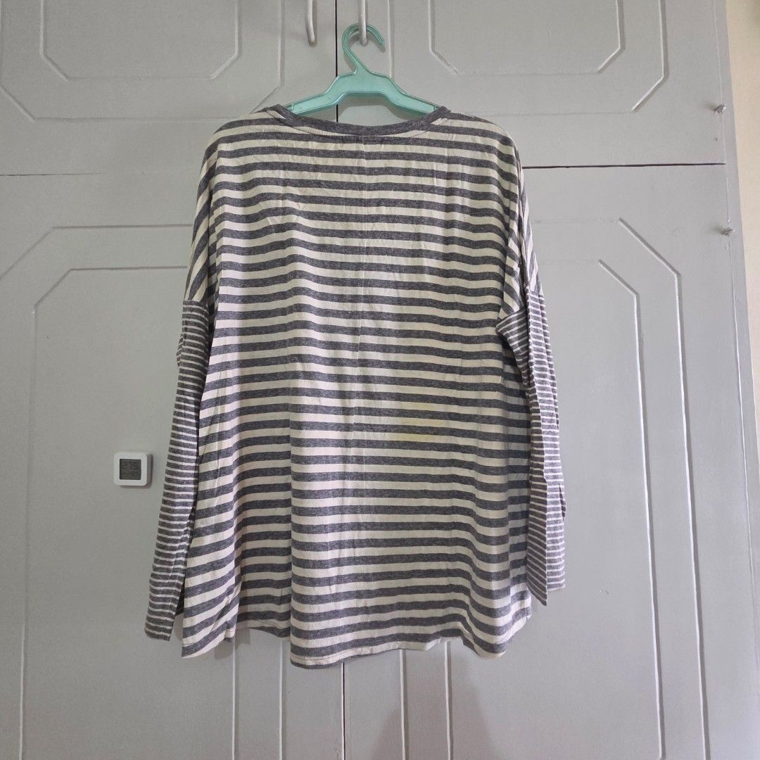 Giordano Shirt Long Sleeves (Category: Shirts) located in Caloocan City. Submitted by anne_finds (Listing ID 1455740202, Image 3). Description: Has stain on back Oversize fit Can fit XL.