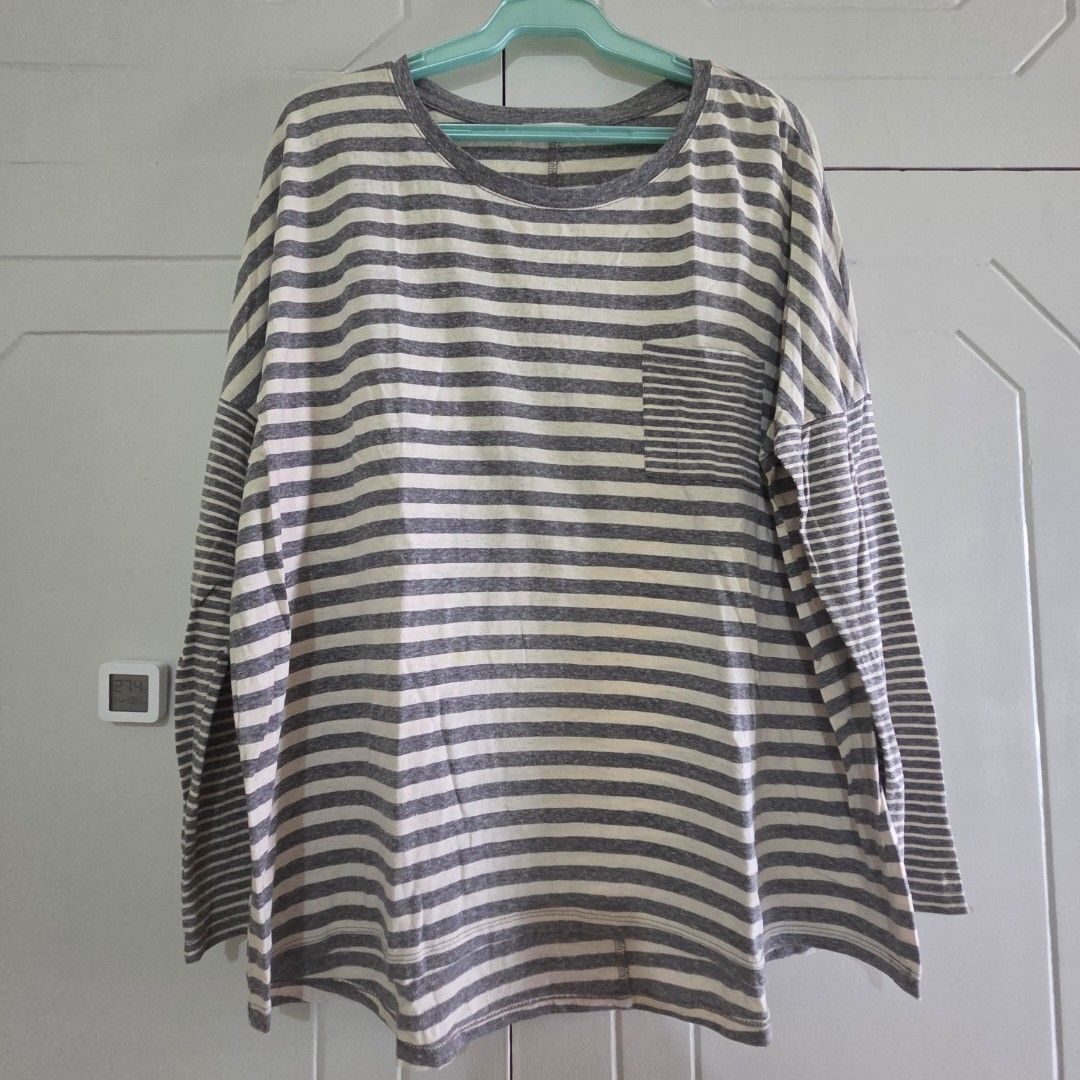 Giordano Shirt Long Sleeves (Category: Shirts) located in Caloocan City. Submitted by anne_finds (Listing ID 1455740202, Image 1). Description: Has stain on back Oversize fit Can fit XL.