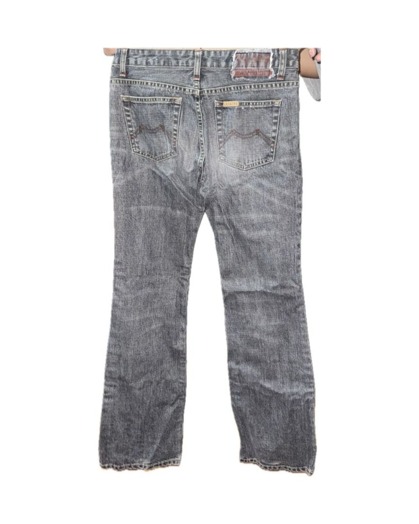 Grey Midrise Acid Wash Jeans (Category: Jeans) located in Quezon City. Submitted by mar_loste (Listing ID 1455822944, Image 2). Description: [MidRise] Wasitline/Hips: 26"/30" Thigh Radius: 16" Length: 39.3" - thick structured denim - with subtle flare-ends SF c/o Buyer.