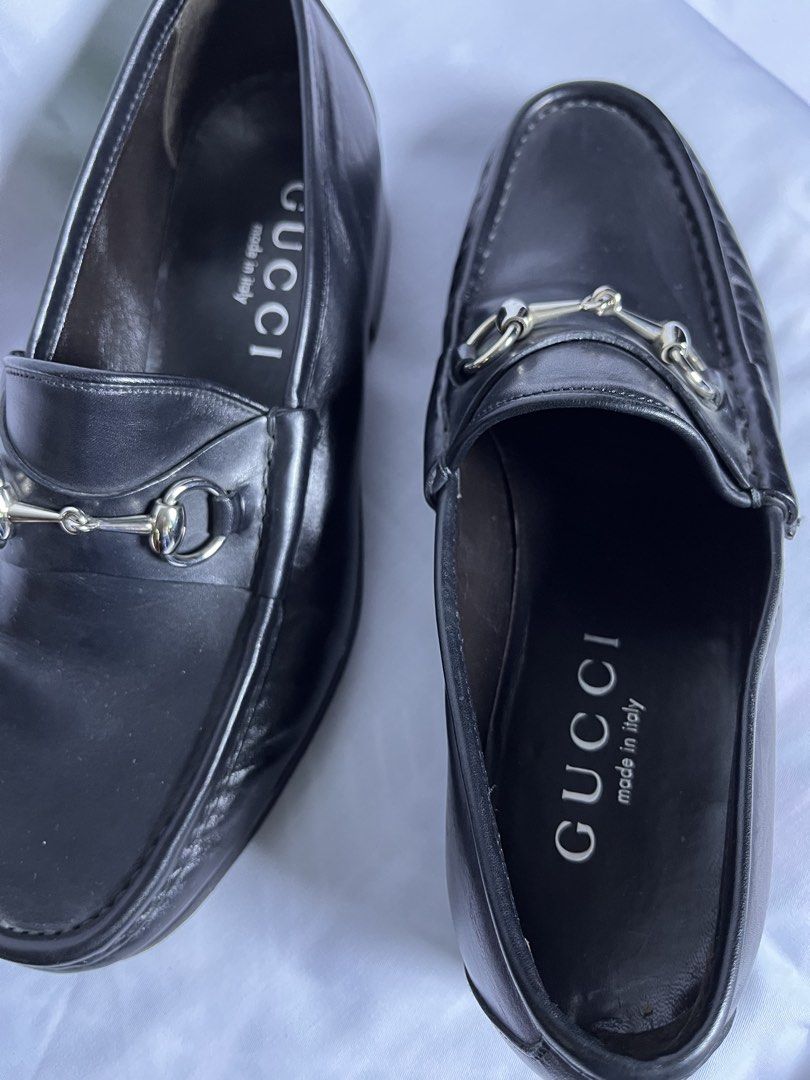 Gucci Horsebit Loafers (Category: Dress Shoes) located in Bulacan. Submitted by stacksonracks_ph (Listing ID 1455700648, Image 3). Description: Gucci Horsebit Loafers Black Leather Size: 7 1/2 What you see is what you get Visible flaws on outsoles only .
