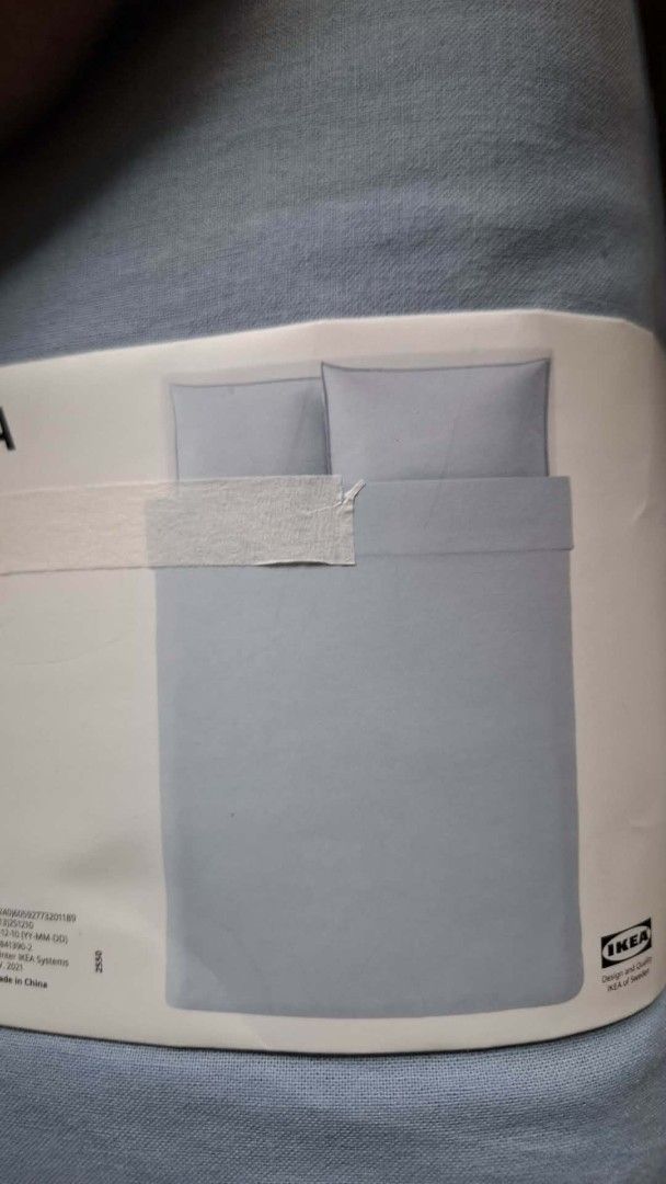 IKEA Duvet Cover and Pillowcase Set - Light Blue (Category: Bedding & Towels) located in Muntinlupa City. Submitted by dogsmakemehappy (Listing ID 1455823838, Image 2). Description: - IKEA Ängslilja Duvet Cover & Pillowcase Set - Color: Light Blue - Material: 100% Cotton - Includes: 1 Duvet Cover (200x200 cm) & 2 Pillowcases (50x80 cm) - Fits Queen or King Size Beds.