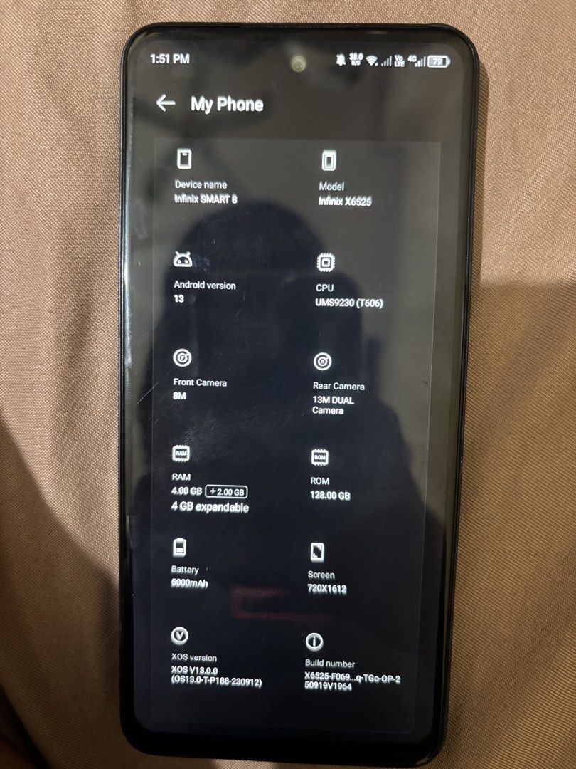 Infinix SMART 8 (Category: Android Others) located in Manila. Submitted by ethannat (Listing ID 1455722848, Image 3). Description: Infinix SMART 8 (128gb) All working❗️NO ISSUE❗️ Still Negotiable PM FOR MORE INFO.